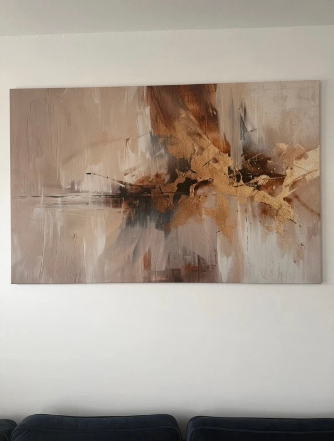 Canvas schilderij 140x90 in beige/ bruin goud ( 3 weken oud), Ophalen