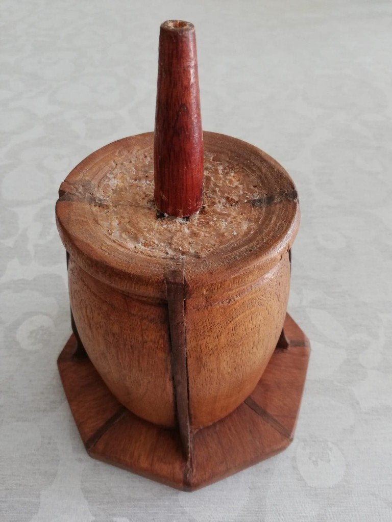 Kandelaar voor grote kaars, Ophalen, Gebruikt, Bruin, 22 cm