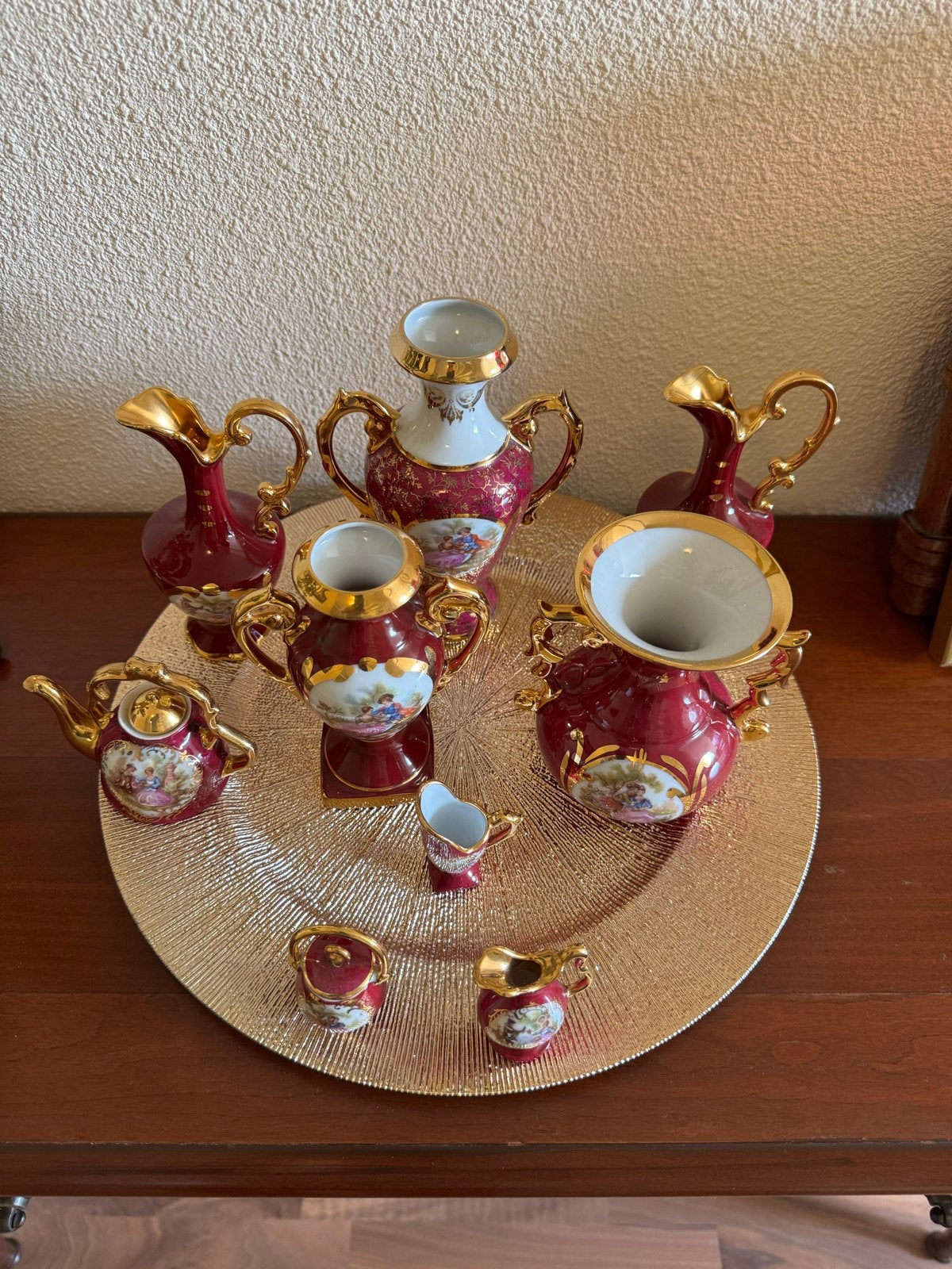 Limoges Porseleinen Vazen en Theepot Set - Handgeschilderd, Ophalen of Verzenden