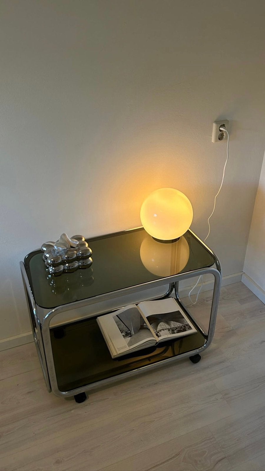 vintage buisframe sidetable/barcart, Ophalen, 50 tot 100 cm, Zo goed als nieuw, 25 tot 50 cm