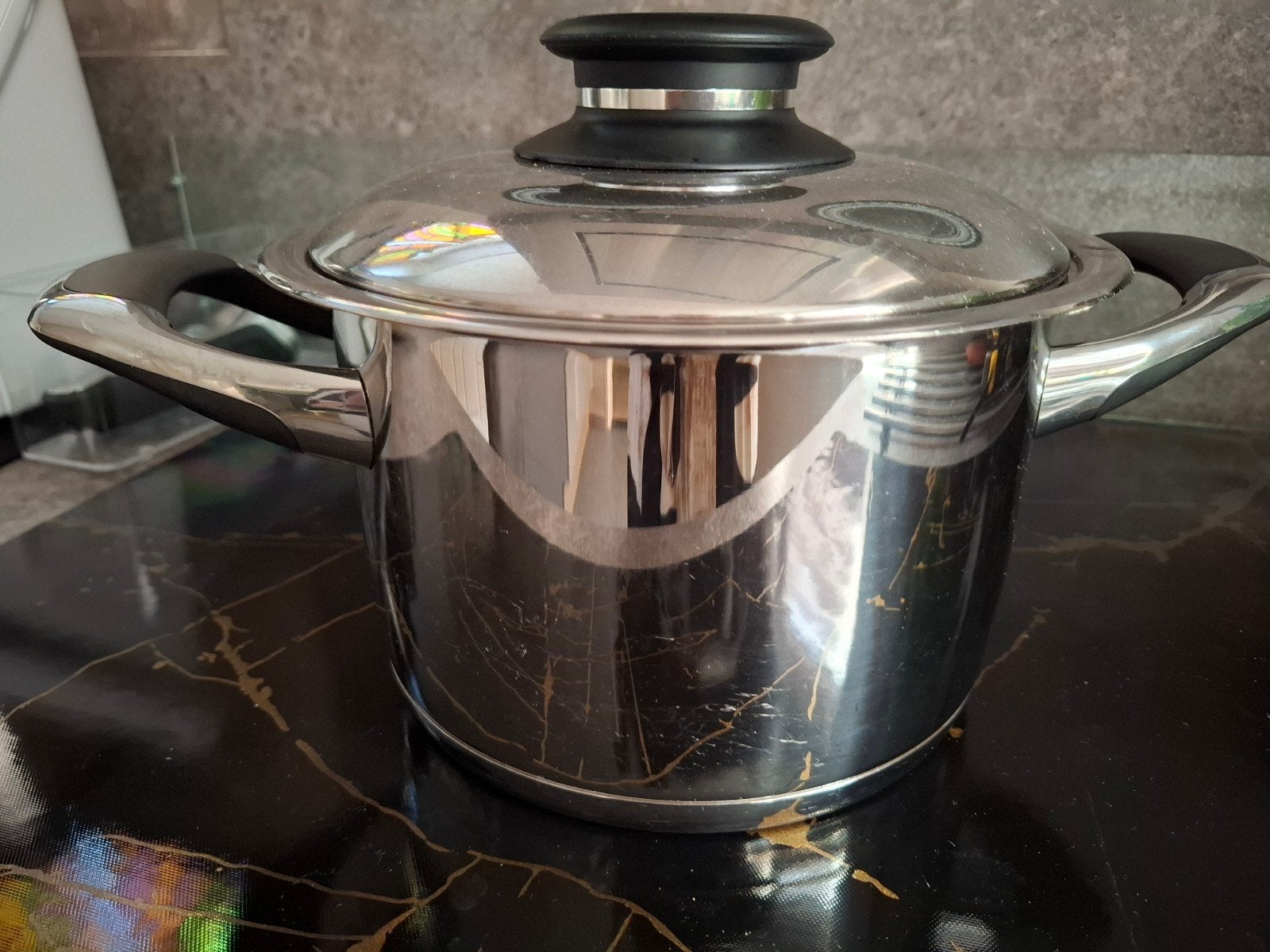 amc 4.0 ltr pan, Gebruikt, Ophalen of Verzenden, Met handvatten, Rvs