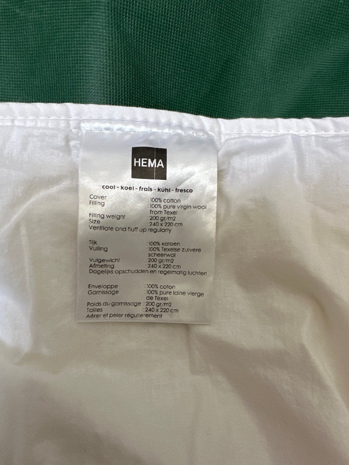 Hema Dekbed 240x220 - Koel en Semi-Warm (4-seizoenen), Ophalen, Gebruikt, Wit, Katoen
