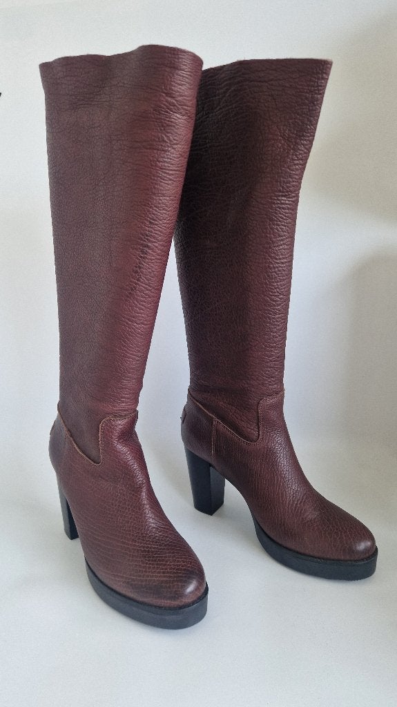 Shabbies Amsterdam hoge leren laarzen | Maat 41 | Bruin |, Kleding | Dames, Hoge laarzen, Nijmegen, Verhip-vintage.nl, Ophalen of Verzenden