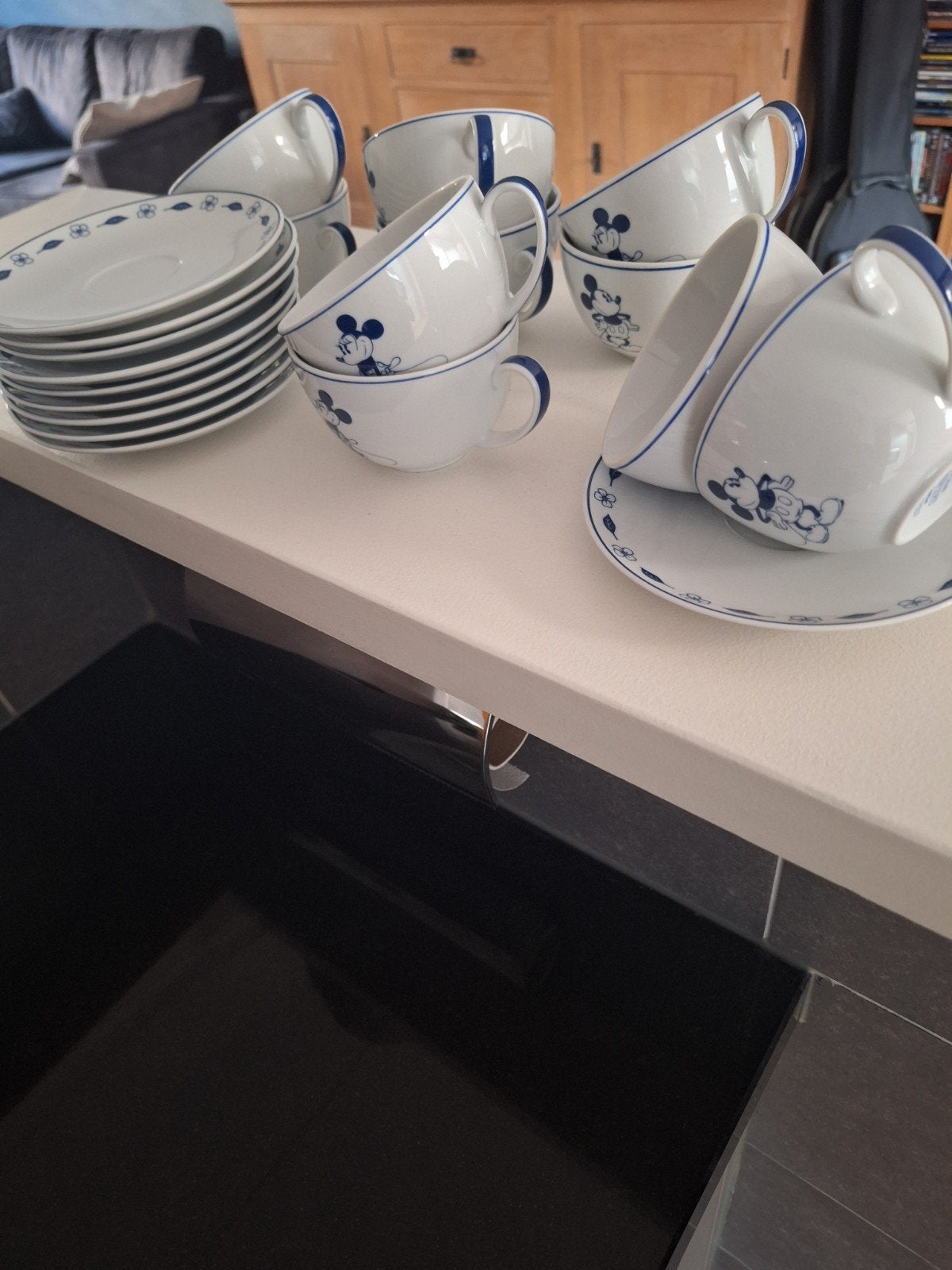 Vintage guy degrenne mickey en miny mousse kop en schotel, Ophalen