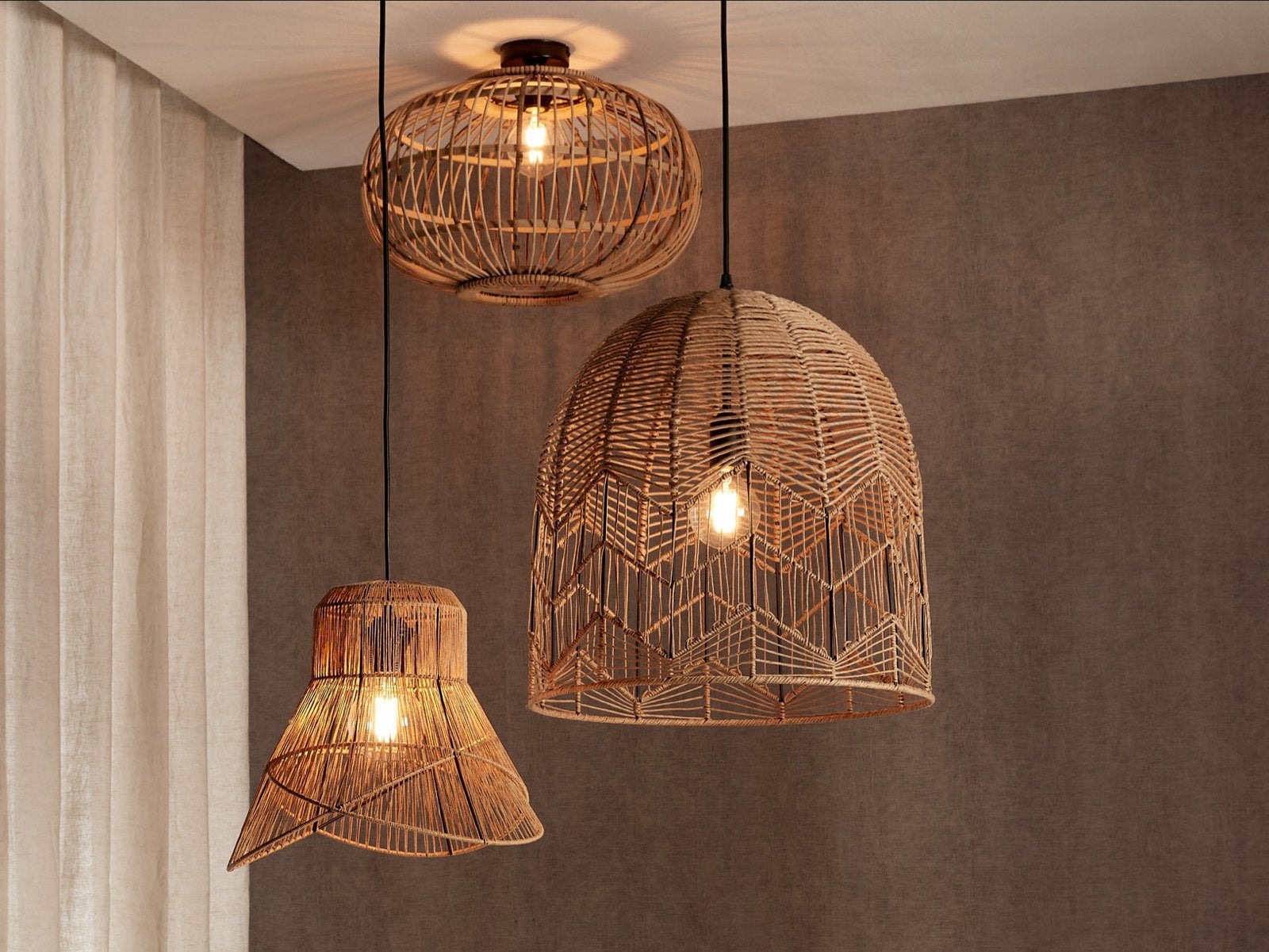 Nieuw in doos! Kwantum hanglamp Feronia - Ø45 cm - Rotanlook, Huis en Inrichting, Ophalen, Nieuw, Natuurlijk materiaal