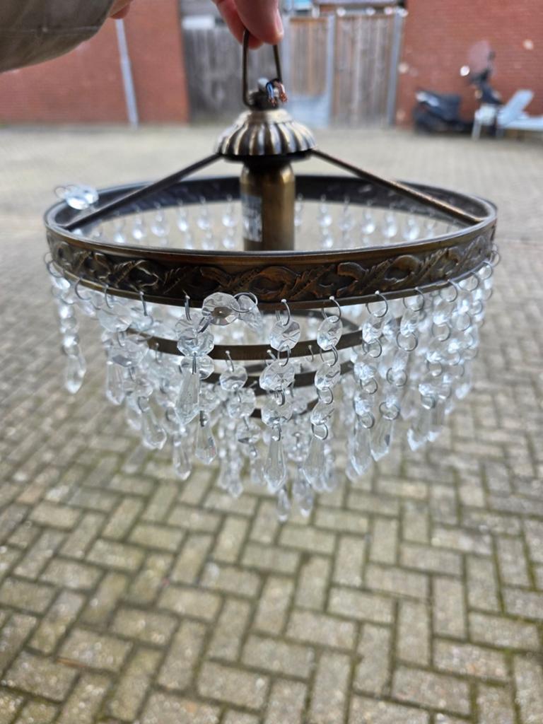 Kleine kroonluchter met kristallen, Gebruikt, Onbekend, Ophalen of Verzenden, Glas