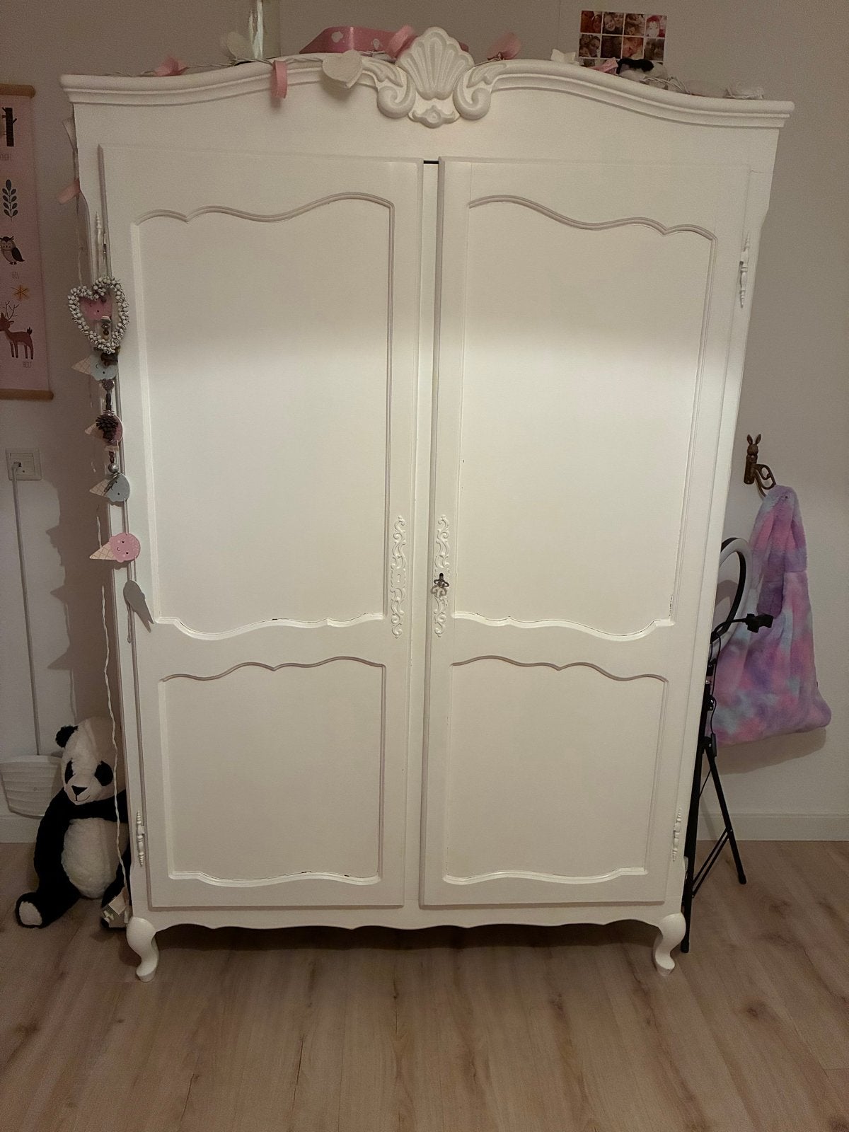 Brocante Antieke Witte Kledingkast - Meisjeskamer Eyecatcher, Ophalen, Gebruikt, 100 tot 150 cm, 150 tot 200 cm