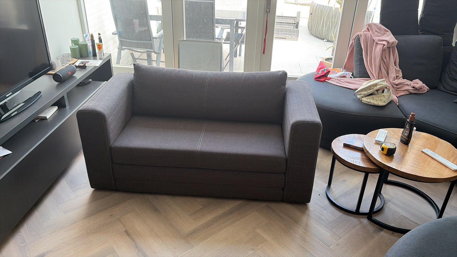 Leuke handige slaapbank, Huis en Inrichting, Ophalen, Tweepersoons, Zo goed als nieuw, 140 cm