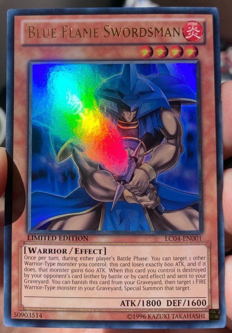 Yu-Gi-Oh! Blue Flame Swordsman LC04 Limited Edition !, Ophalen of Verzenden, Gebruikt, Losse kaart, Foil