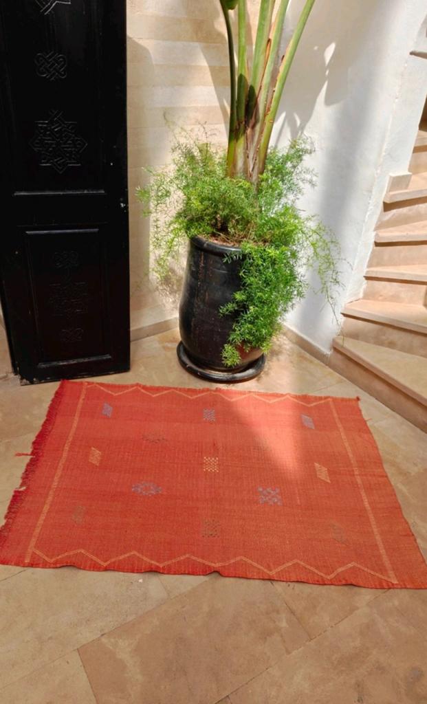 Handgemaakt Sabra vloerkleed - Marokkaanse cactuszijde, 100 tot 150 cm, Nieuw, Ophalen of Verzenden, Bohemian, Mediterraan, Minimalistisch, Marokkaans