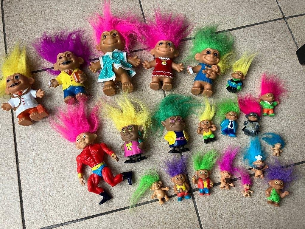 Verzameling 21 Vintage Trolls ( trolletjes poppetjes ), Ophalen of Verzenden, Zo goed als nieuw