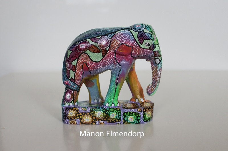 Uniek Handbeschilderd Beeldje Olifant "Precious Elephant", Minder dan 20 cm, Handgemaakt, Ophalen of Verzenden, Zoogdier