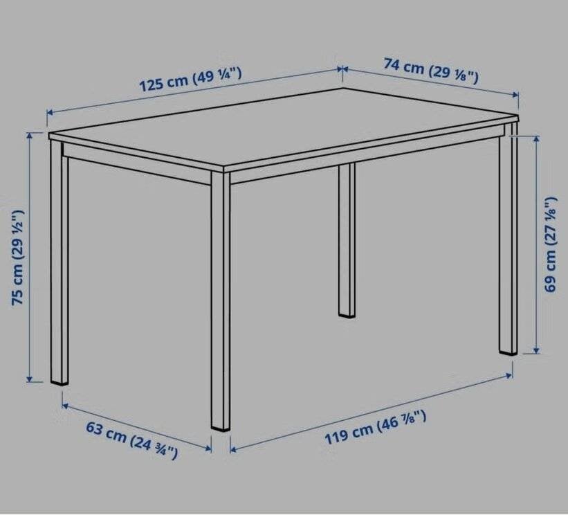 Tafel Ikea Vihals wit nieuwstaat 4 stuks., Ophalen of Verzenden, Zo goed als nieuw, Rechthoekig, 50 tot 100 cm