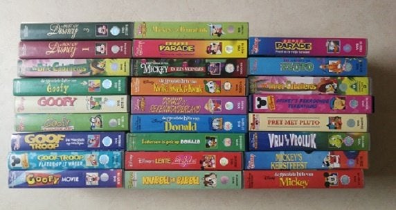 24 videobanden Disney - Donald, Goofy, Mickey e.a. VHS, Alle leeftijden, Ophalen, Zo goed als nieuw