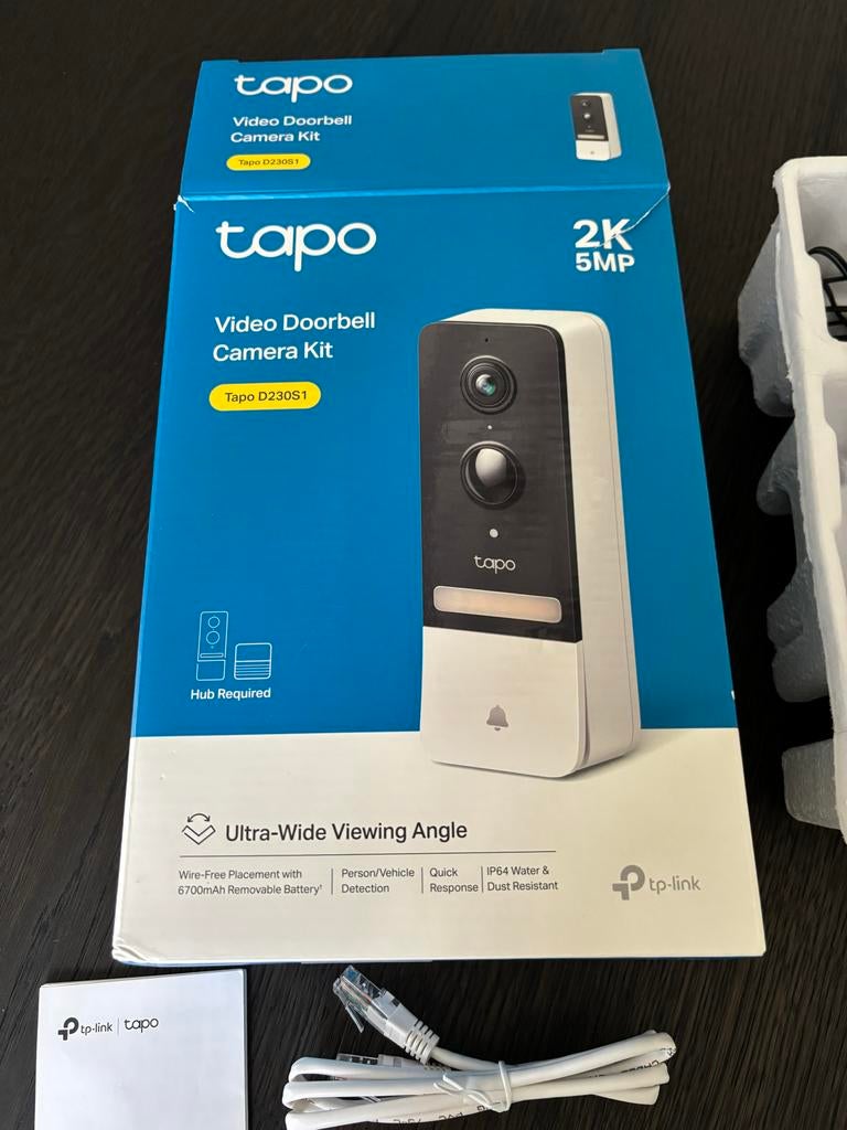 TP-Link Tapo D230S1 Video Deurbel - Draadloos, Zonder Abo, Ophalen of Verzenden, Ingebouwde camera, Nieuw, Draadloos