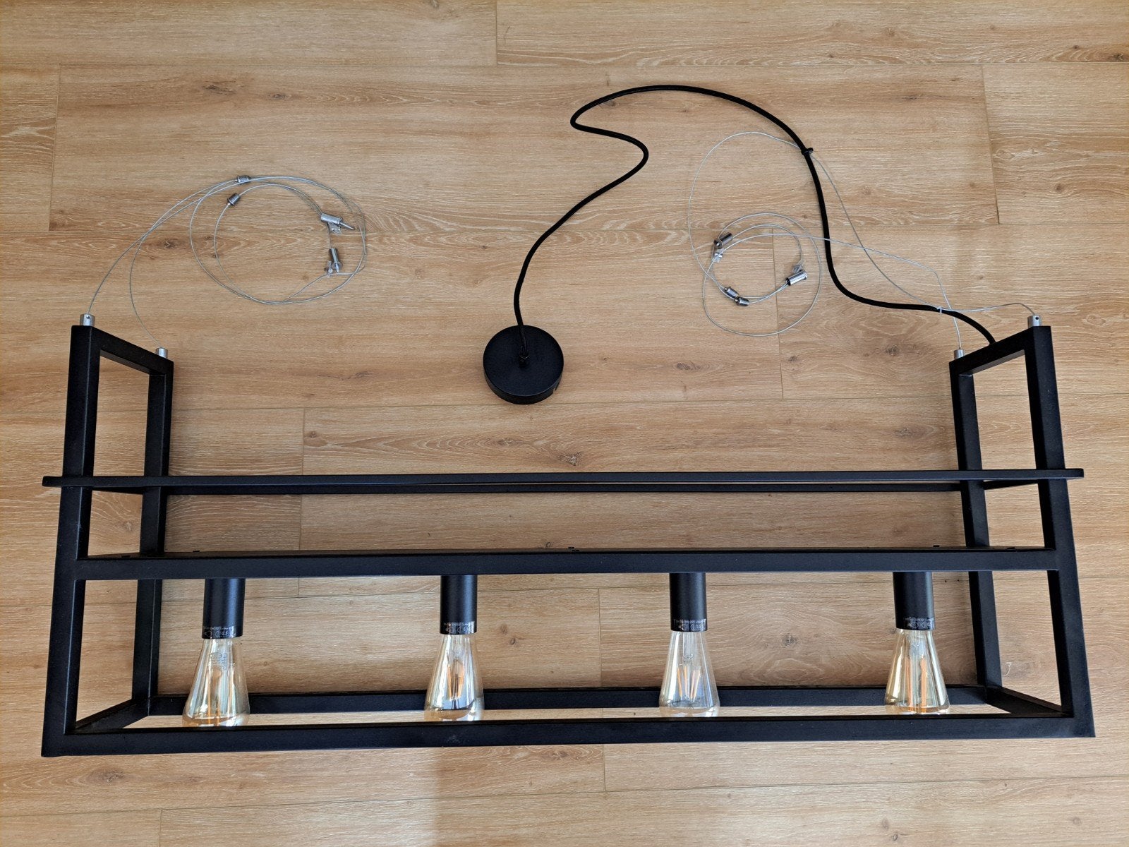 Zwarte Hanglamp, Huis en Inrichting, Lampen | Hanglampen, Ophalen, Zo goed als nieuw, 75 cm of meer