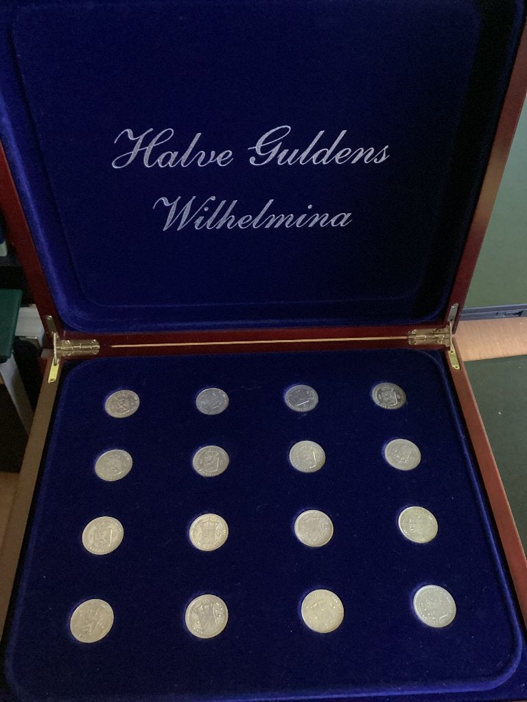 Complete set Wilhelmina halve guldens 1898 - 1930, ½ gulden, Setje, Zilver, Ophalen of Verzenden