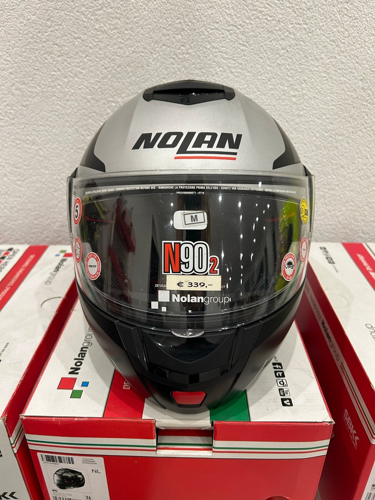 Nolan N90-2 Systeemhelm - Zilver/Zwart, Motoren, Kleding | Motorhelmen, M, Systeemhelm, Heren, Nolan
