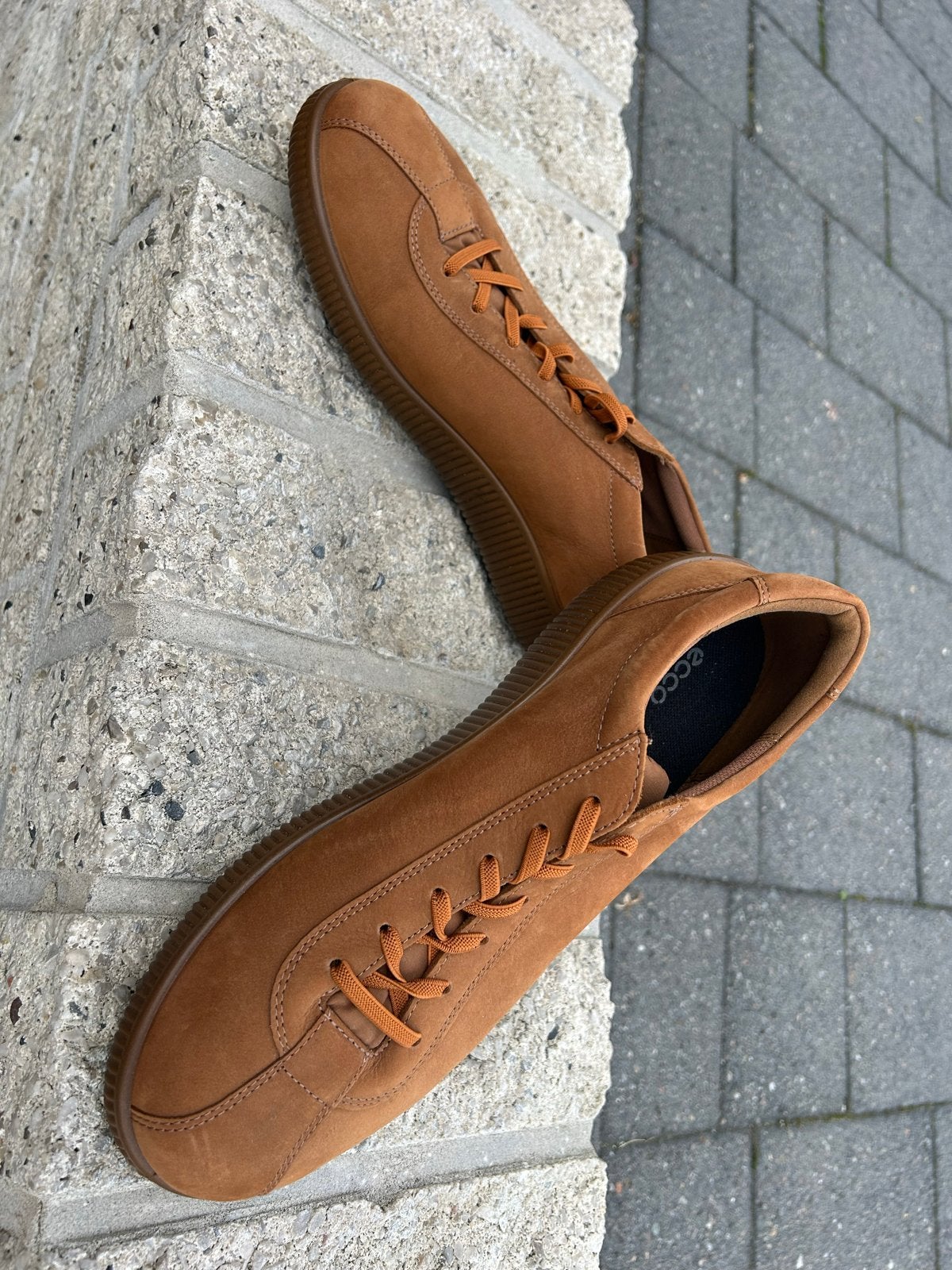 Nieuwe Ecco heren schoenen maat 44 met elastische veter, Ophalen of Verzenden, Nieuw, Bruin, Veterschoenen