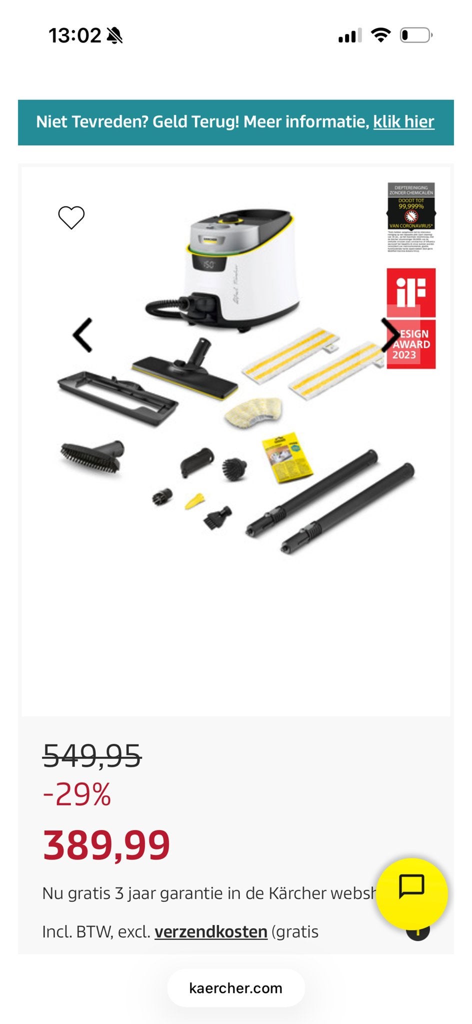 Kärcher SC 5 Deluxe Signature Line Stoomreiniger, Ophalen, Zo goed als nieuw