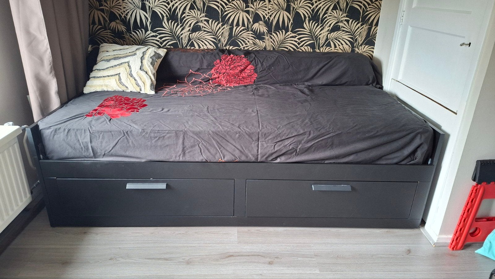 IKEA BRIMNES onderschuifbed met lades (excl. matrassen), Ophalen, Gebruikt, 90 cm, Zwart