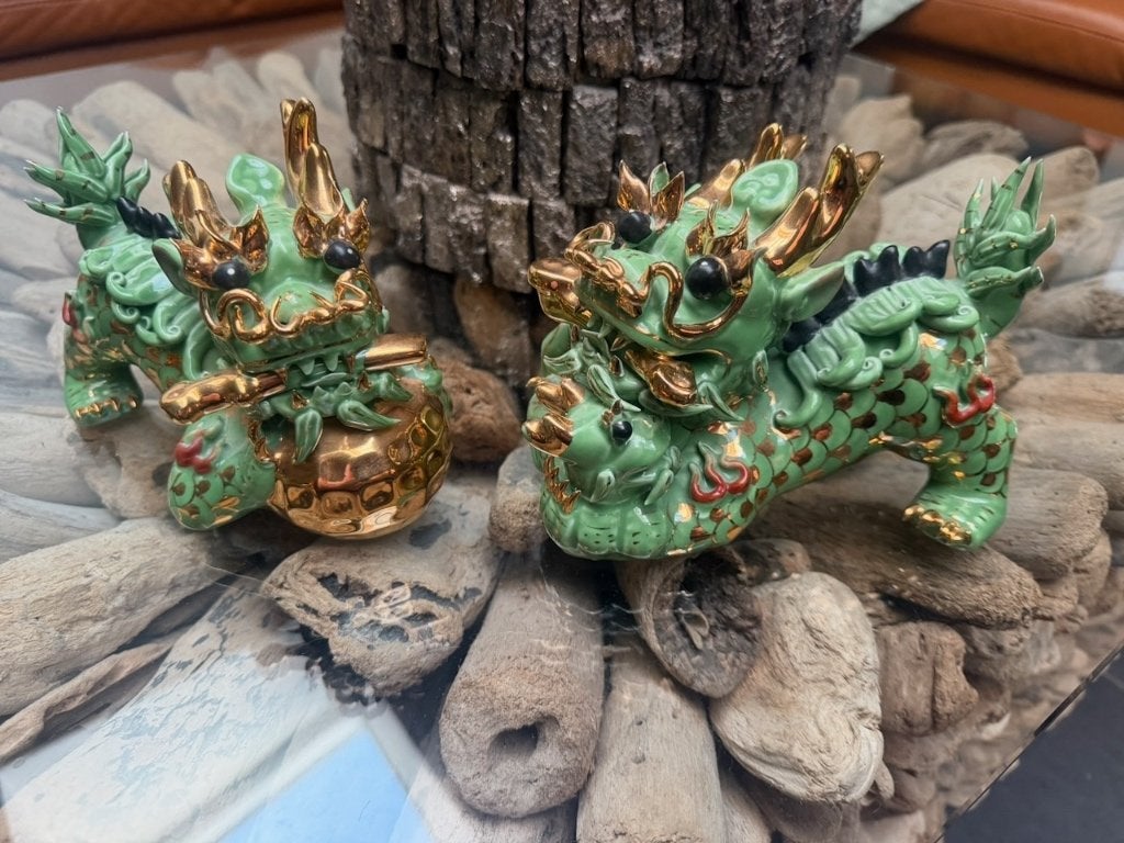 Prachtige Set Vintage Chinese Qilin (Drakenpaard) Beelden, Ophalen of Verzenden, Zo goed als nieuw, Religie