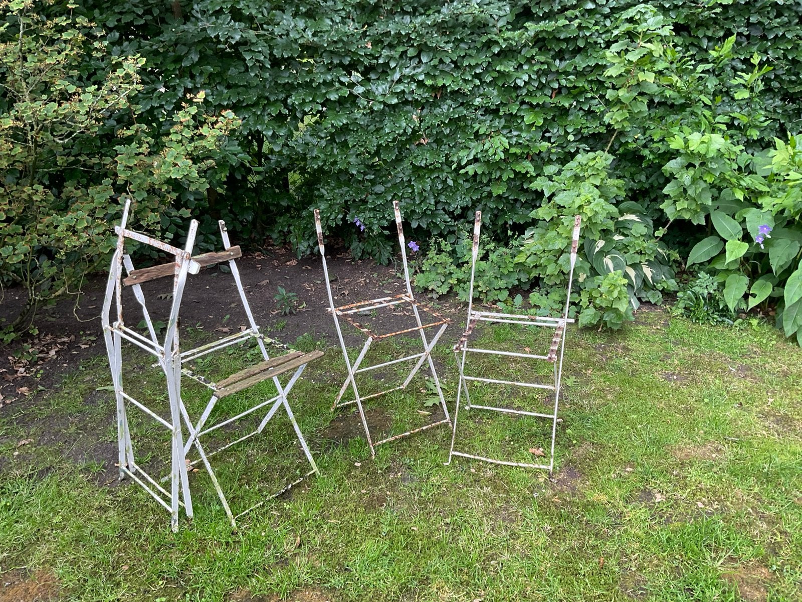 Set van 4 bistro stoel frames, Ophalen of Verzenden, Gebruikt, Metaal, Inklapbaar