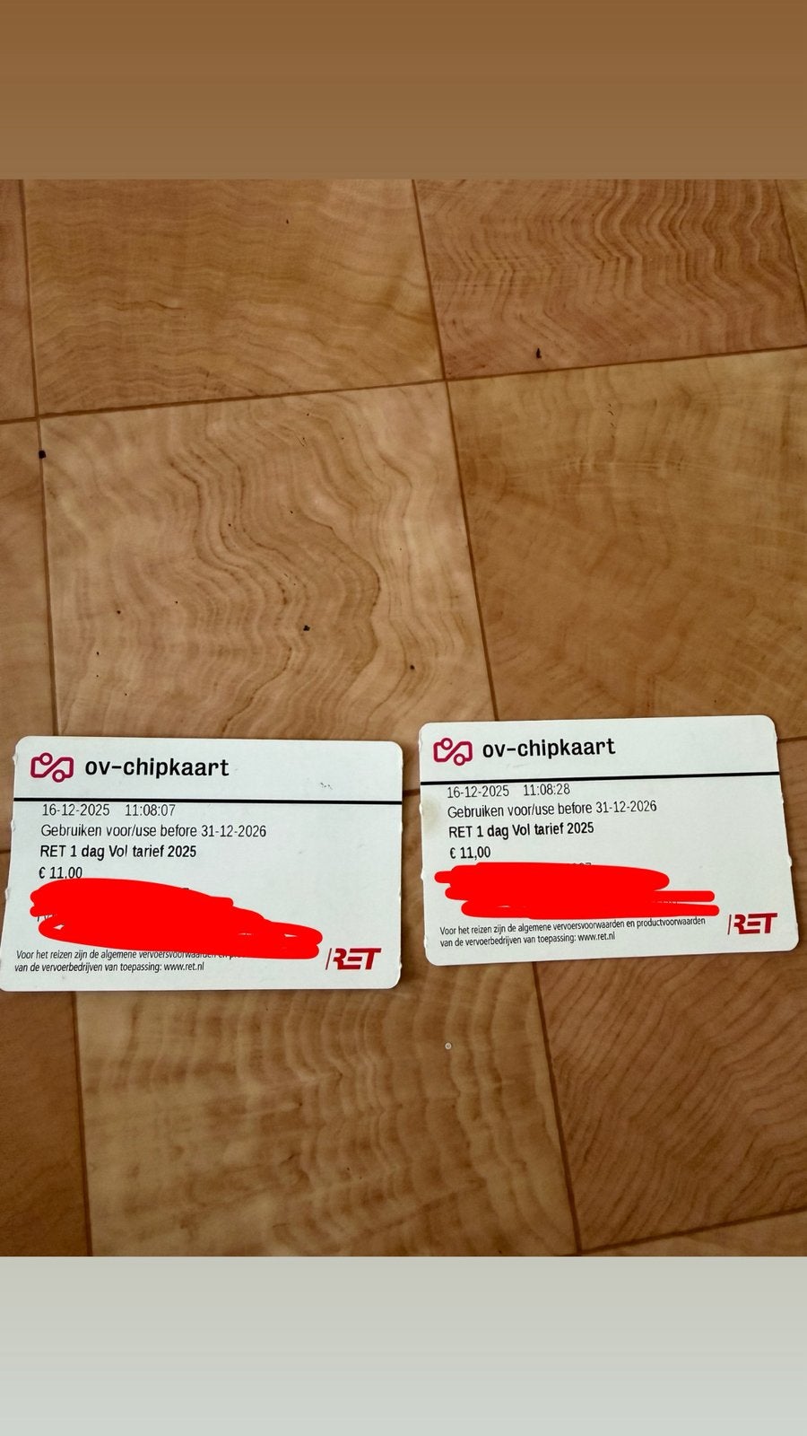 Ov Chipkaart, Eén persoon, Bus, Metro of Tram, Algemeen kaartje