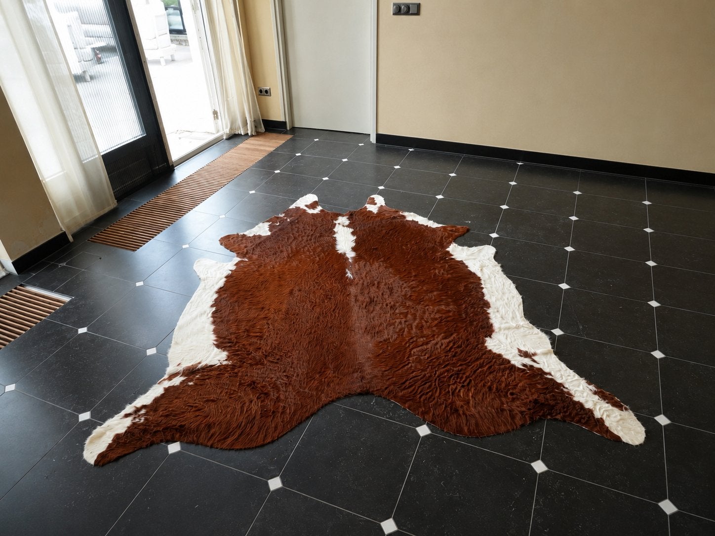 IKEA Koldby koeienhuid vloerkleed bruin/wit, Ophalen, Gebruikt, Bruin, 150 tot 200 cm