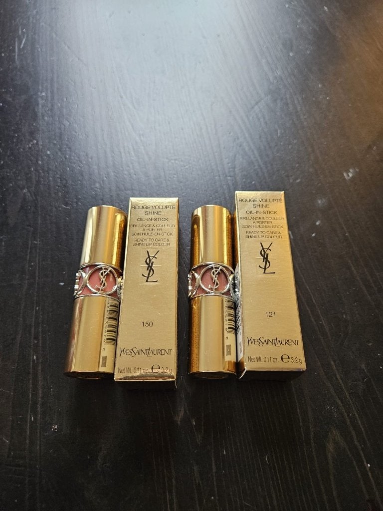 2 YSL Rouge Volupte Shine Oil-in-Sticks, Lippen, Nieuw, Ophalen of Verzenden, Make-up