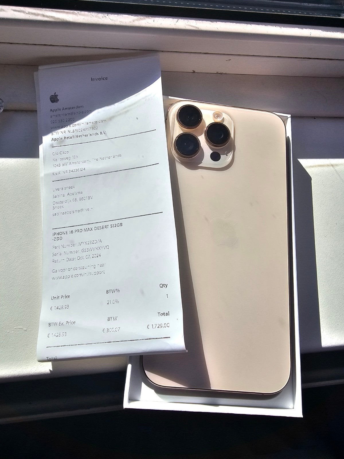 IPhone 16 pro max 512 gb inruil mogelijk, 512 GB, IPhone 16 Pro Max, Ophalen of Verzenden, Zo goed als nieuw