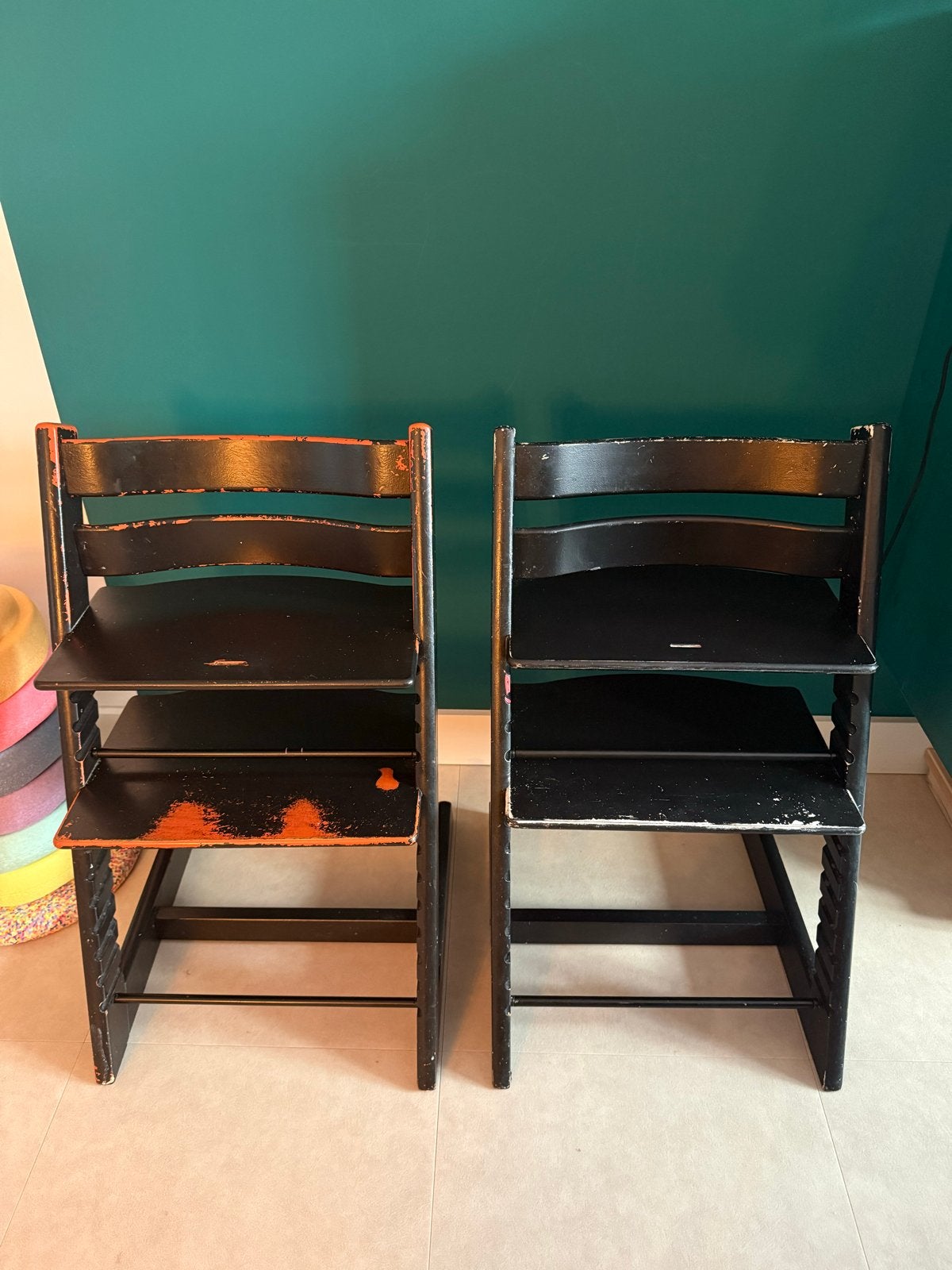 Triptrap opknappers - Zwart overgeschilderd, Kinderen en Baby's, Kinderstoelen, Ophalen, Gebruikt, Meegroeistoel