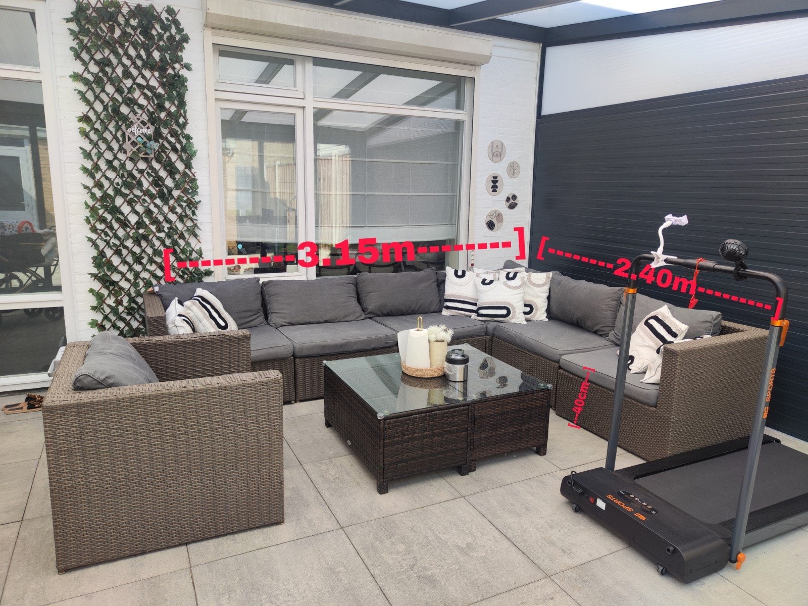 Grote en comfortabele lounge hoekset / rotan tuinset, Ophalen, Bank