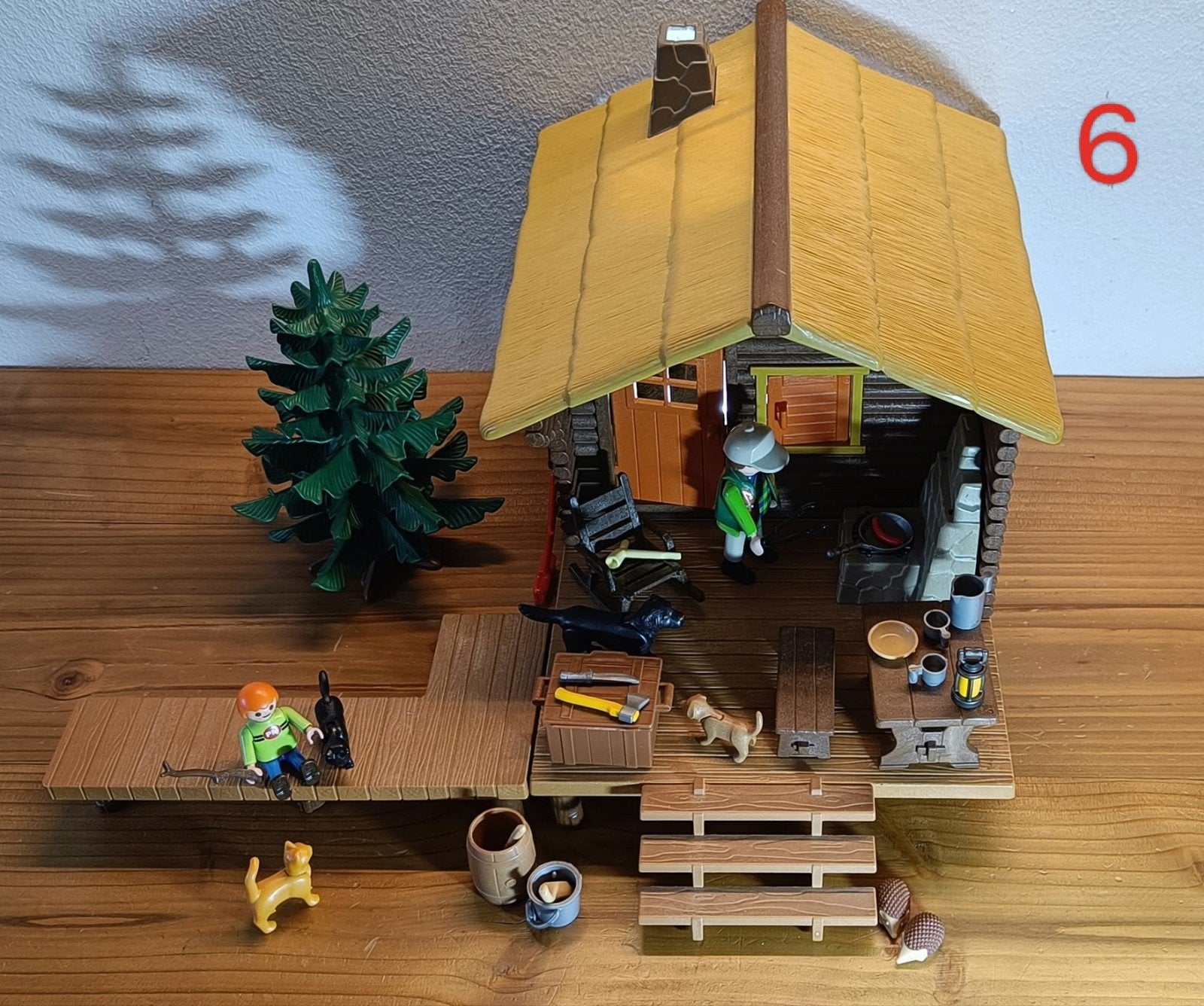 Playmobil blokhut met poppetjes, dieren en andere attributen, Ophalen of Verzenden, Gebruikt, Complete set, Overige typen