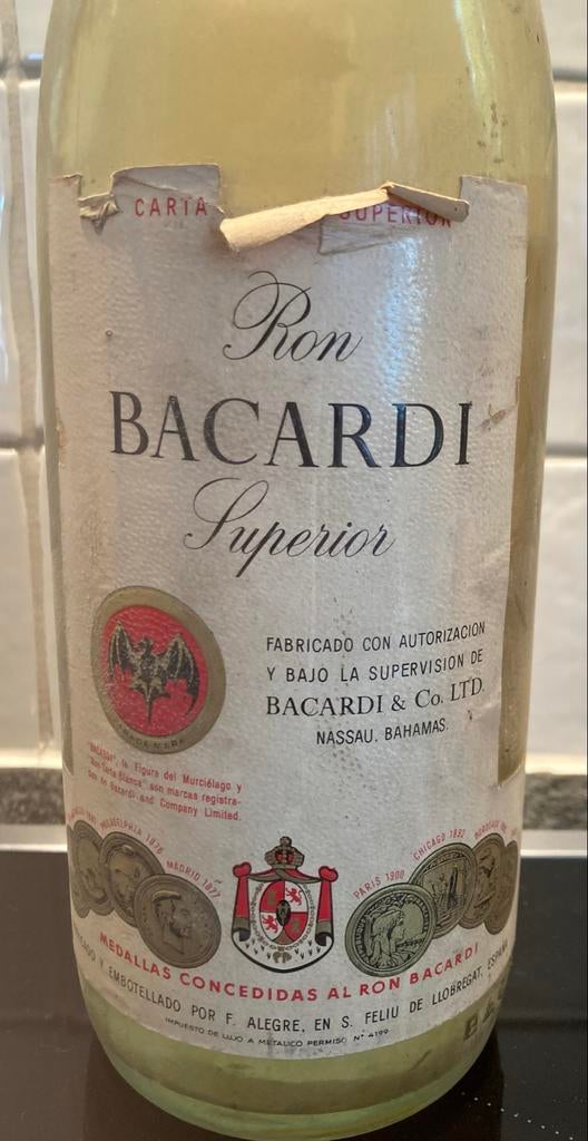 Vintage LITERFLES Bacardi Superior - Jaren '70/'80, Ophalen of Verzenden