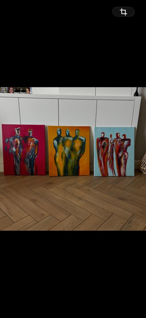 Drieluik schilderij op doek, Ophalen of Verzenden