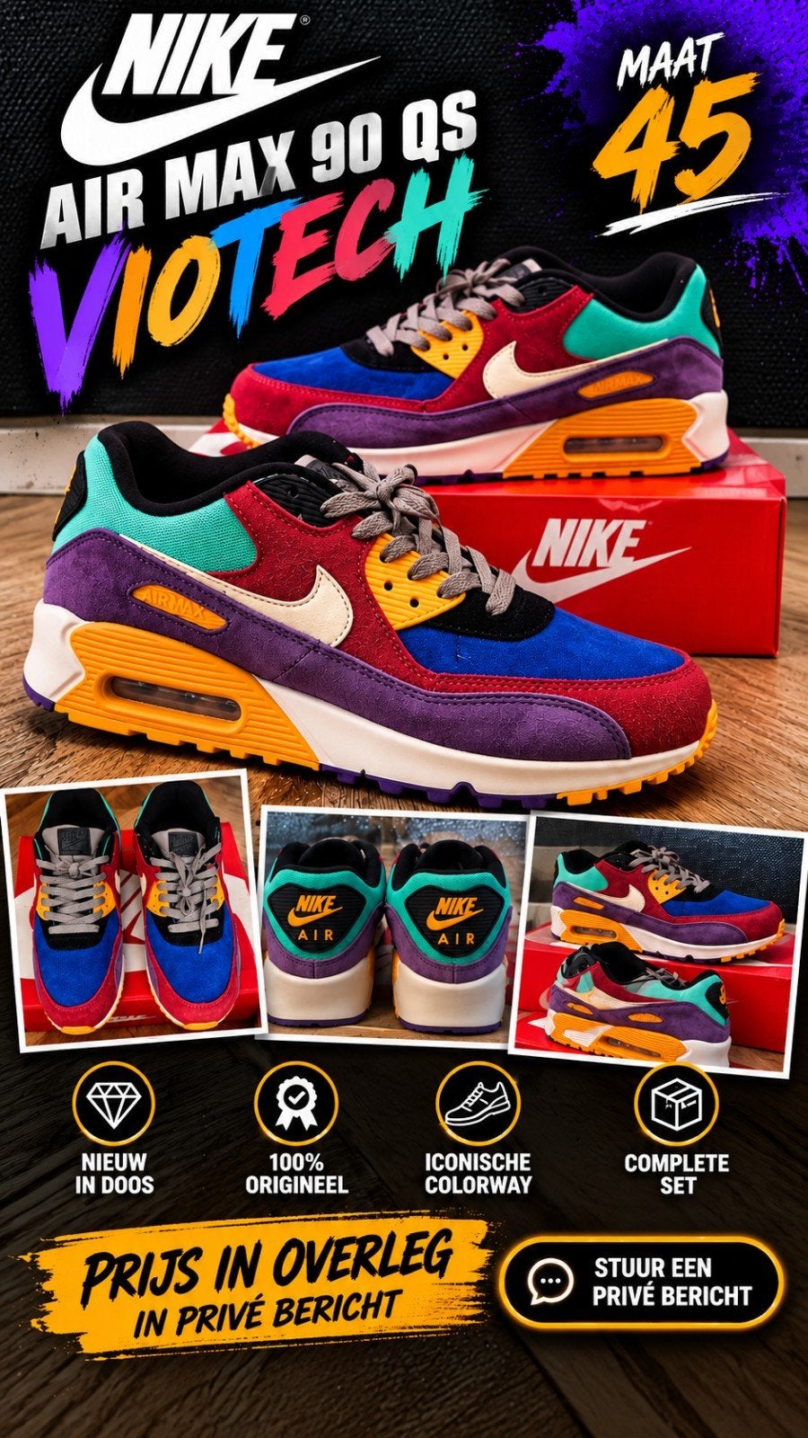 Nike Air Max 90 QS Viotech – Maat 45 – Nieuw in doos, Ophalen of Verzenden, Nieuw