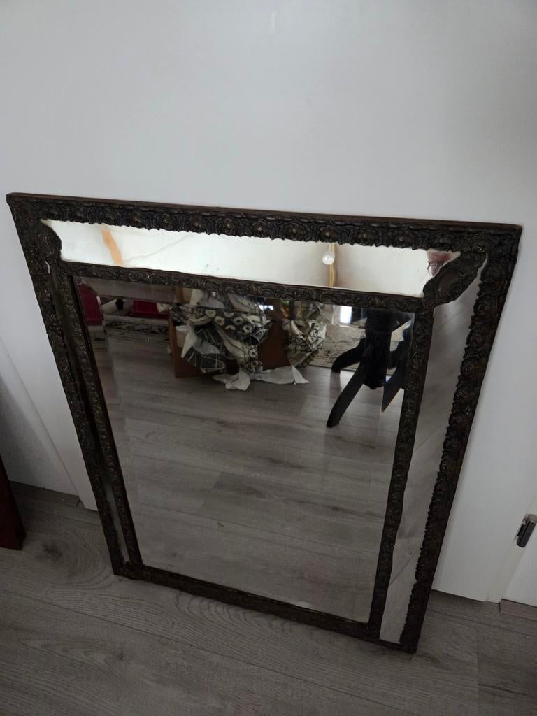 Antieke kussen spiegel, Ophalen, Rechthoekig, Minder dan 50 cm, Minder dan 100 cm