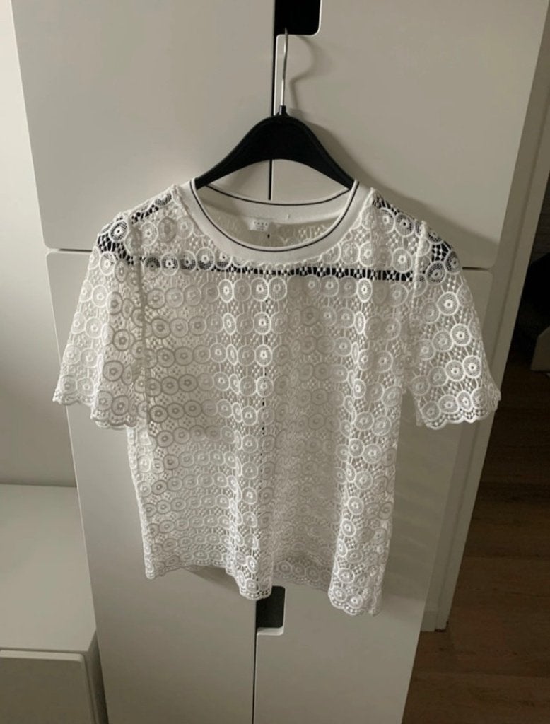 Wit kanten t-shirt dames merk YAYA maat 38 doorzichtig, Maat 38/40 (M), Wit, Nieuw, Ophalen of Verzenden