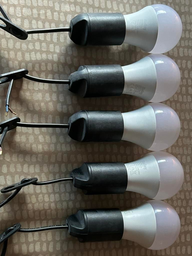 Te koop: 5 Verhuisfittingen met LED Lamp, Led-lamp, Minder dan 30 watt, Zo goed als nieuw, E27 (groot)