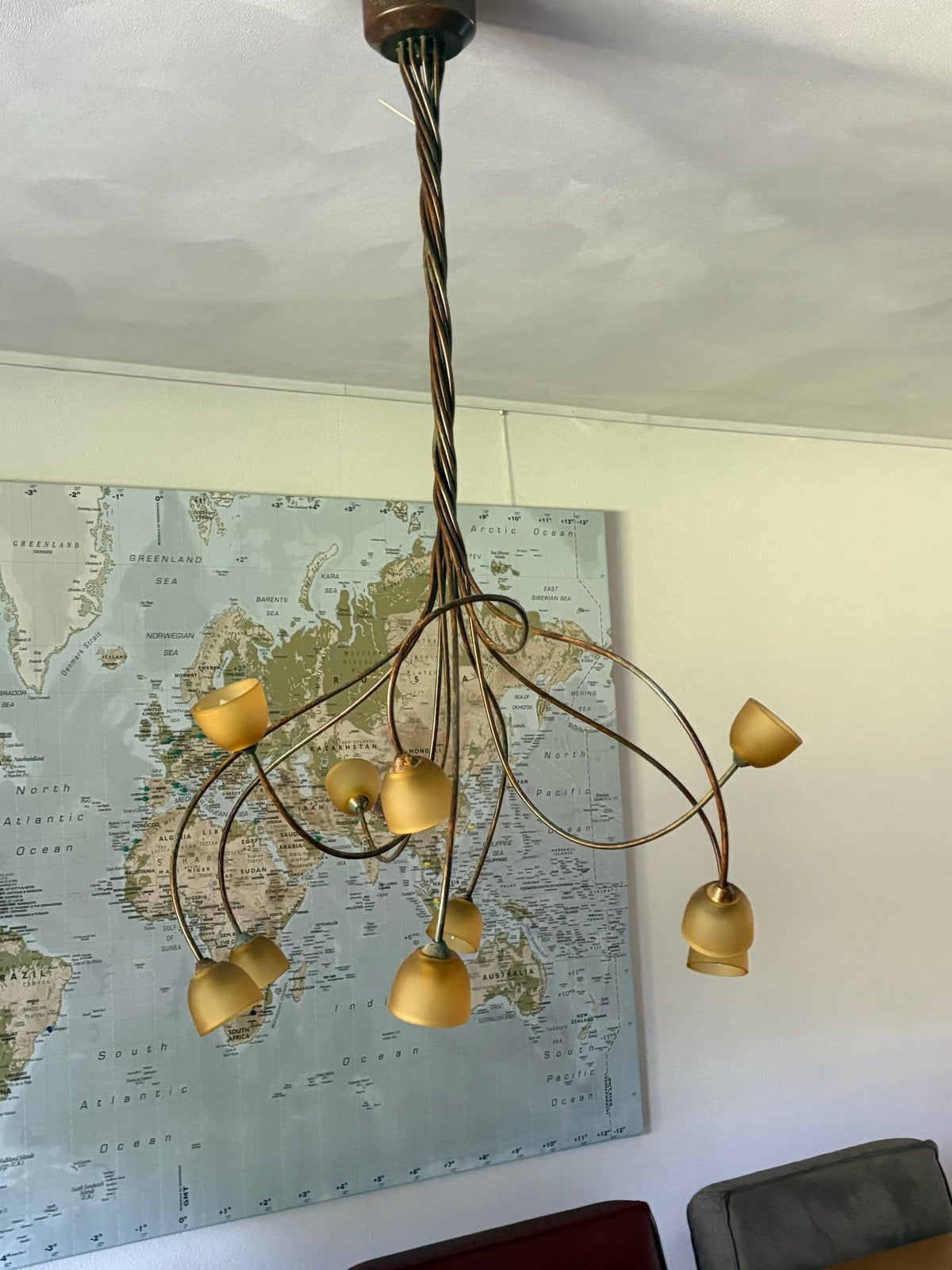 Set van 2 lampen: Plafonnière en hanglamp - Metaal/Melkglas, Huis en Inrichting, Lampen | Hanglampen, Ophalen, Zo goed als nieuw