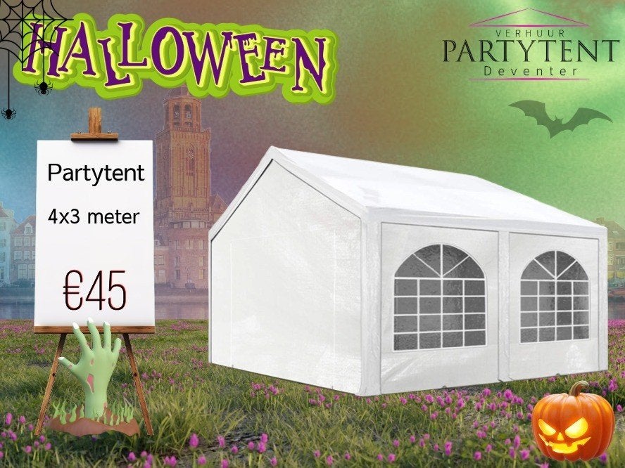 Halloween partytent 4x3 huren 15-20 personen Deventer, Ophalen, Nieuw, Halloween of Griezel