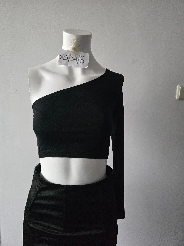 Shein shirt maat XS/34, Zwart, Ophalen of Verzenden, Zo goed als nieuw, Korte mouw