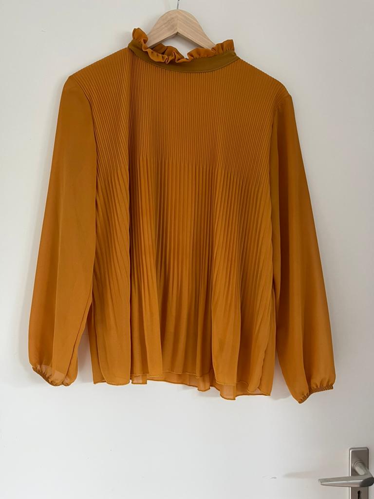 Okergele / mosterdgele / gele blouse wavepatroon, maat 40/L, Kleding | Dames, Blouses en Tunieken, Ophalen of Verzenden, Gedragen