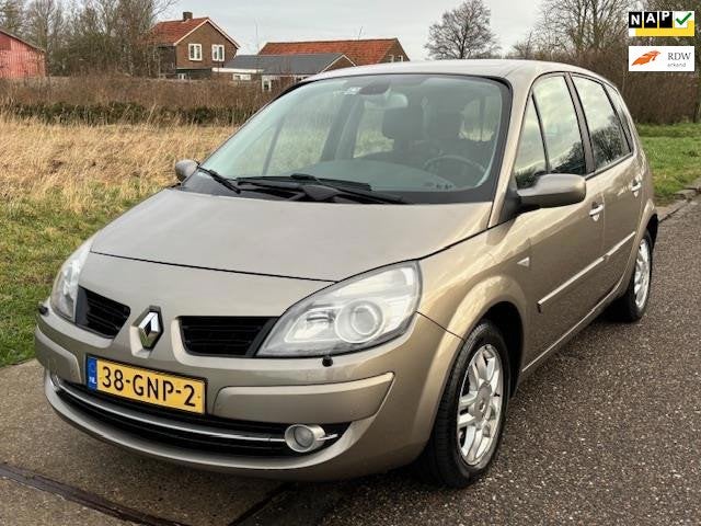 Renault Scénic 1.6-16V Tech Line Automaat ECC El. pakket Au, Auto's, Gebruikt, Zwart, 4 cilinders, Leder en Stof