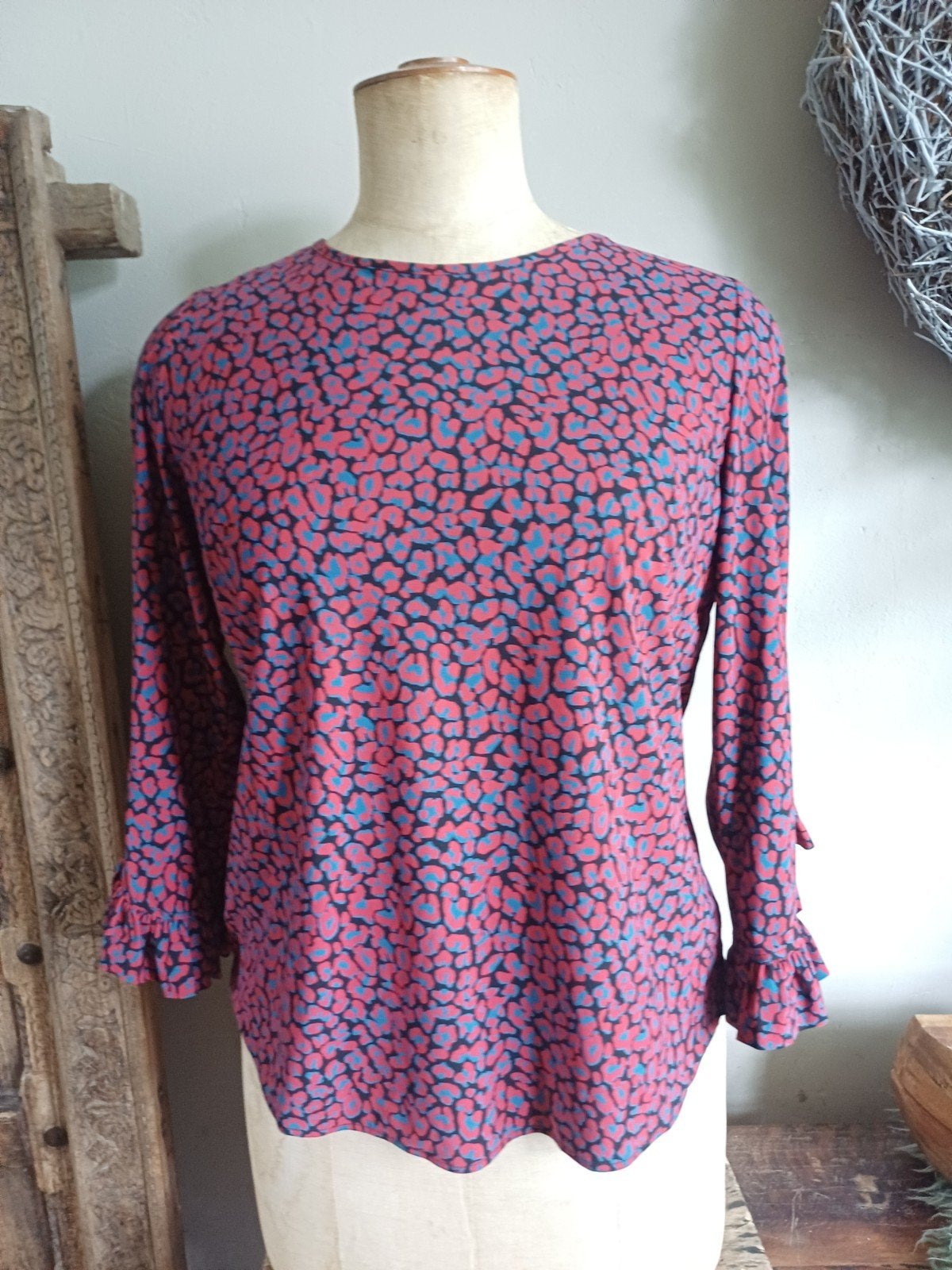 Studio Anneloes blouse L leopard print rood travelstof, Kleding | Dames, Maat 38/40 (M), Studio Anneloes, Ophalen of Verzenden