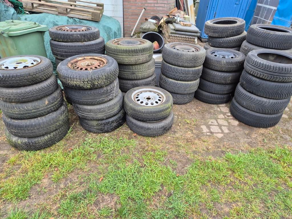 Partij stalen velgen en banden 43 stuks export opkoop, Auto-onderdelen, Ophalen, 15 inch, Zomerbanden, Band(en)