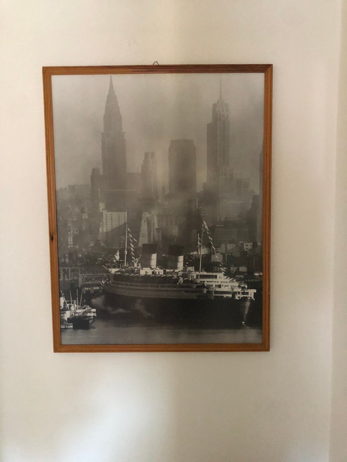 Vintage zwart-wit foto van New York met schip, Antiek en Kunst, Kunst | Tekeningen en Foto's, Ophalen