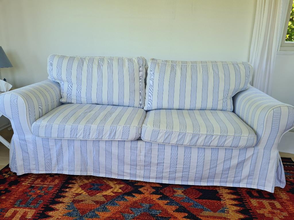 Ikea Ektorp slaapbank, Gebruikt, Blauw, Tweepersoons, Ophalen of Verzenden