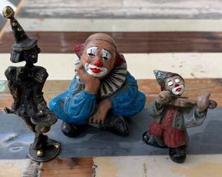 3x Vintage Clown Beeldjes - Decoratieve Verzameling, Ophalen of Verzenden, Gebruikt, Mens